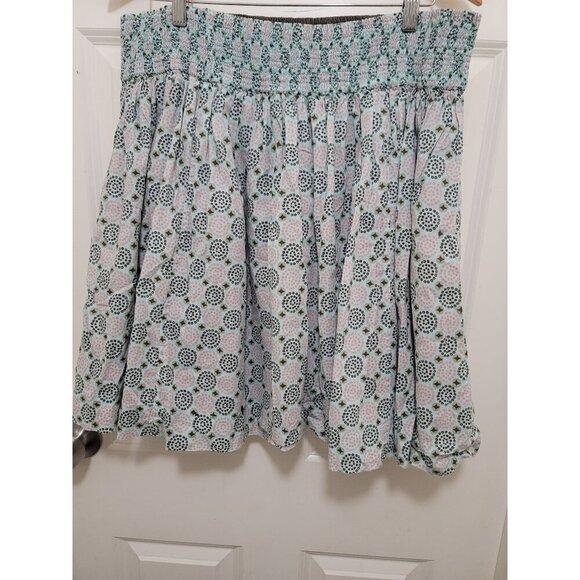 Floral Patterned Smocked Waist Multicolor Women's Skirt With Lining Size XL - Picture 3 of 9